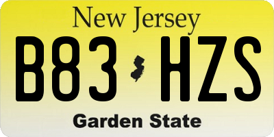 NJ license plate B83HZS