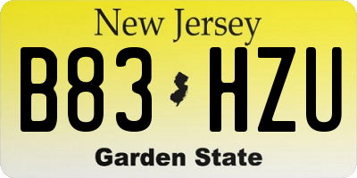 NJ license plate B83HZU