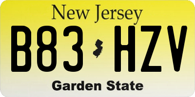 NJ license plate B83HZV