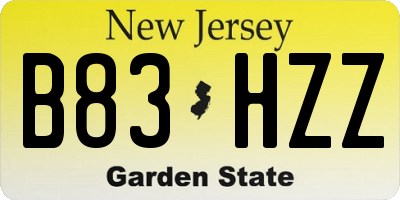 NJ license plate B83HZZ