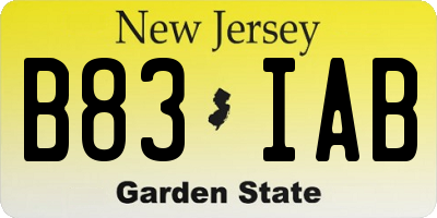 NJ license plate B83IAB