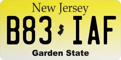 NJ license plate B83IAF