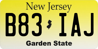 NJ license plate B83IAJ