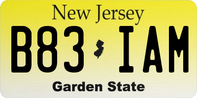 NJ license plate B83IAM