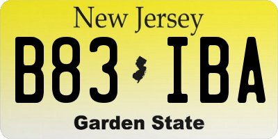 NJ license plate B83IBA