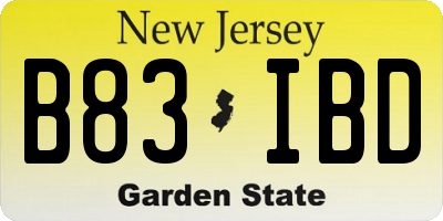 NJ license plate B83IBD