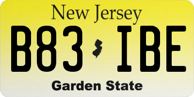 NJ license plate B83IBE