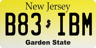 NJ license plate B83IBM