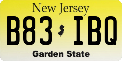 NJ license plate B83IBQ