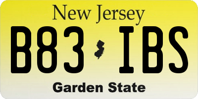 NJ license plate B83IBS