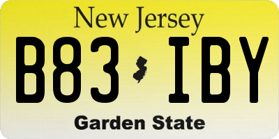 NJ license plate B83IBY