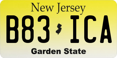 NJ license plate B83ICA