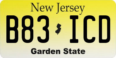 NJ license plate B83ICD