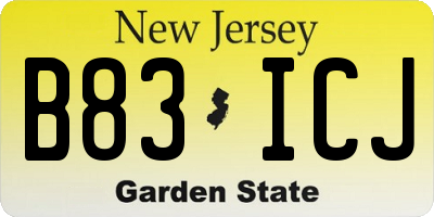 NJ license plate B83ICJ