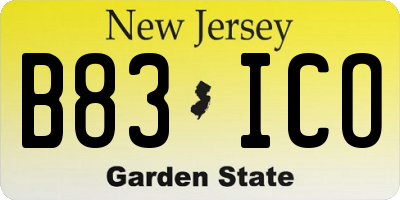 NJ license plate B83ICO
