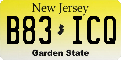 NJ license plate B83ICQ