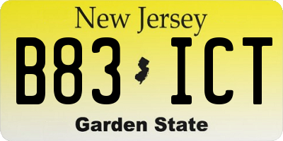 NJ license plate B83ICT
