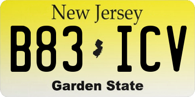 NJ license plate B83ICV