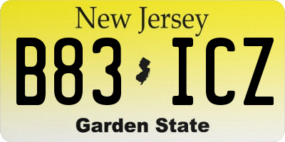 NJ license plate B83ICZ