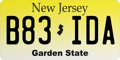 NJ license plate B83IDA