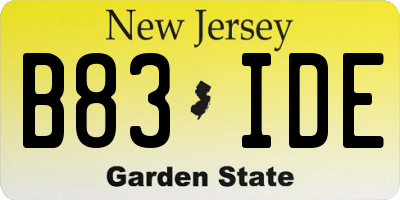 NJ license plate B83IDE