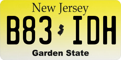 NJ license plate B83IDH