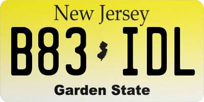 NJ license plate B83IDL