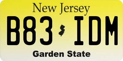 NJ license plate B83IDM
