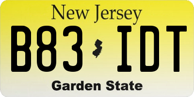 NJ license plate B83IDT