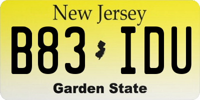NJ license plate B83IDU
