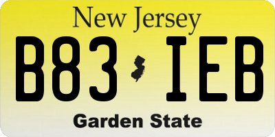 NJ license plate B83IEB