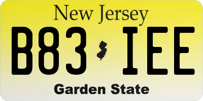 NJ license plate B83IEE