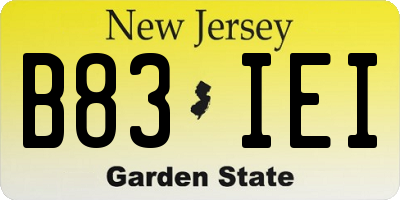 NJ license plate B83IEI