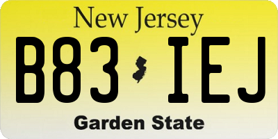 NJ license plate B83IEJ
