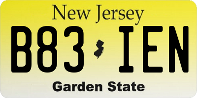 NJ license plate B83IEN
