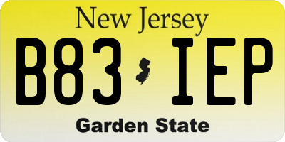 NJ license plate B83IEP