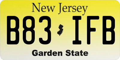 NJ license plate B83IFB