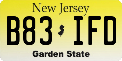 NJ license plate B83IFD