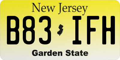 NJ license plate B83IFH