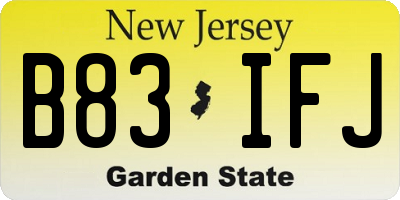 NJ license plate B83IFJ