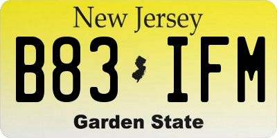 NJ license plate B83IFM