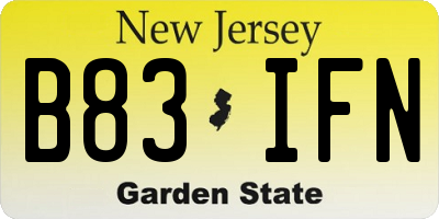 NJ license plate B83IFN