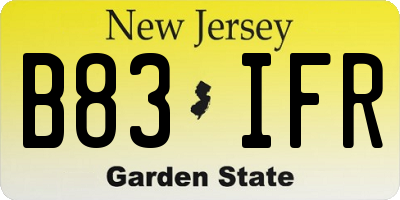 NJ license plate B83IFR