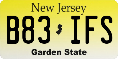 NJ license plate B83IFS