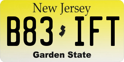 NJ license plate B83IFT