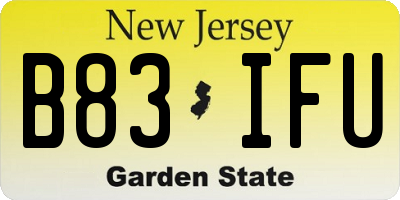 NJ license plate B83IFU