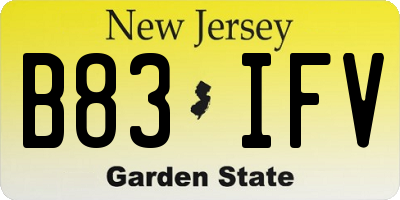 NJ license plate B83IFV