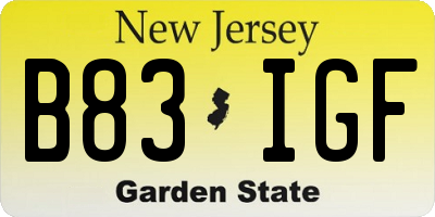 NJ license plate B83IGF