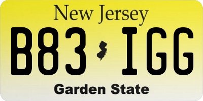 NJ license plate B83IGG