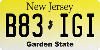 NJ license plate B83IGI